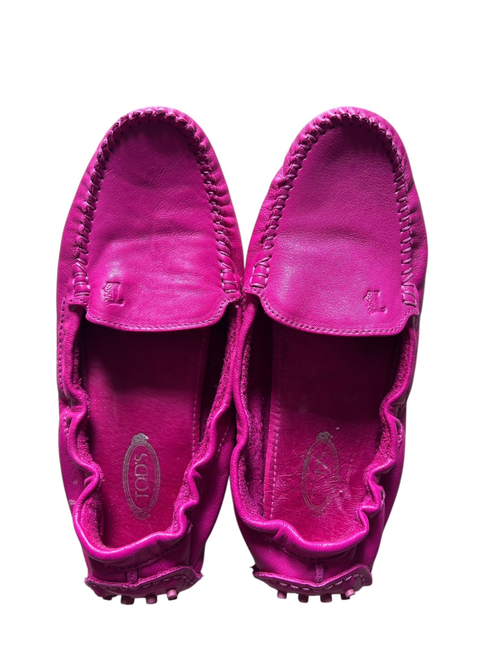 Tod’s Hot Pink Leather Gommino Driving Loafers Flats Size 37